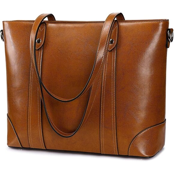S-zone Women's Light Brown Office 15.6 Inch Designer Cross Body Shoulder Handbag - Picture 1 of 6